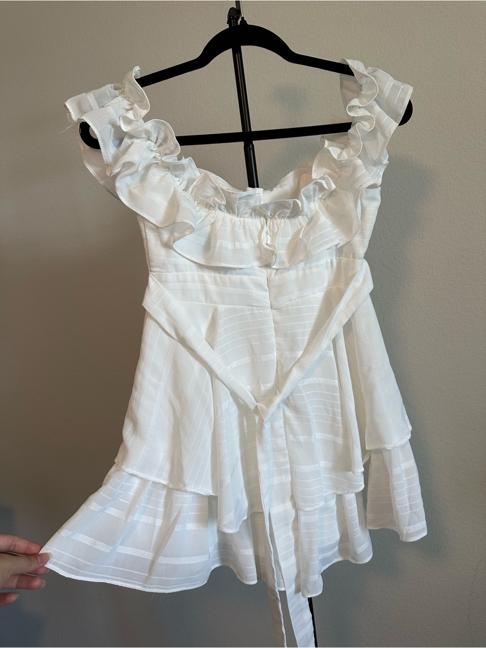 American Threads White Ruffled dress with built-in shorts
